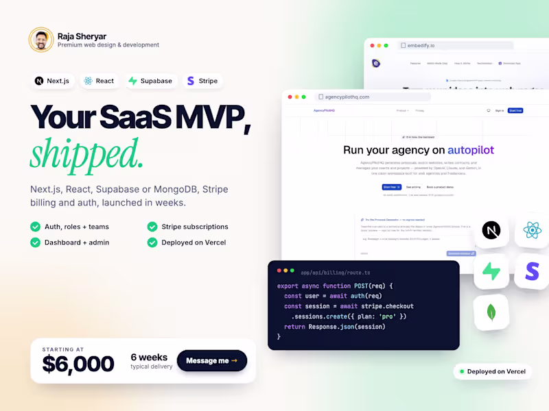 Cover image for SaaS MVP Development with Next.js & React