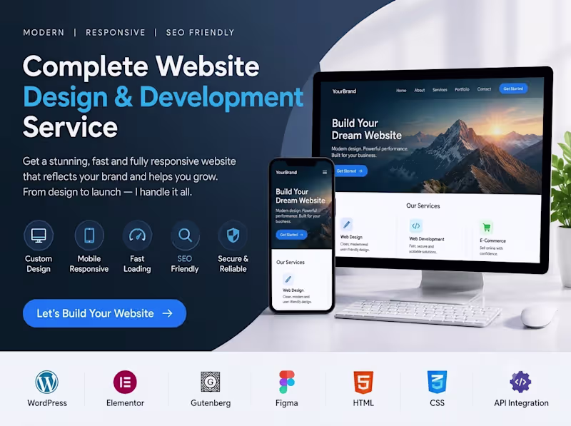 Cover image for Complete Website Design & Development | Modern, Responsive & SEO