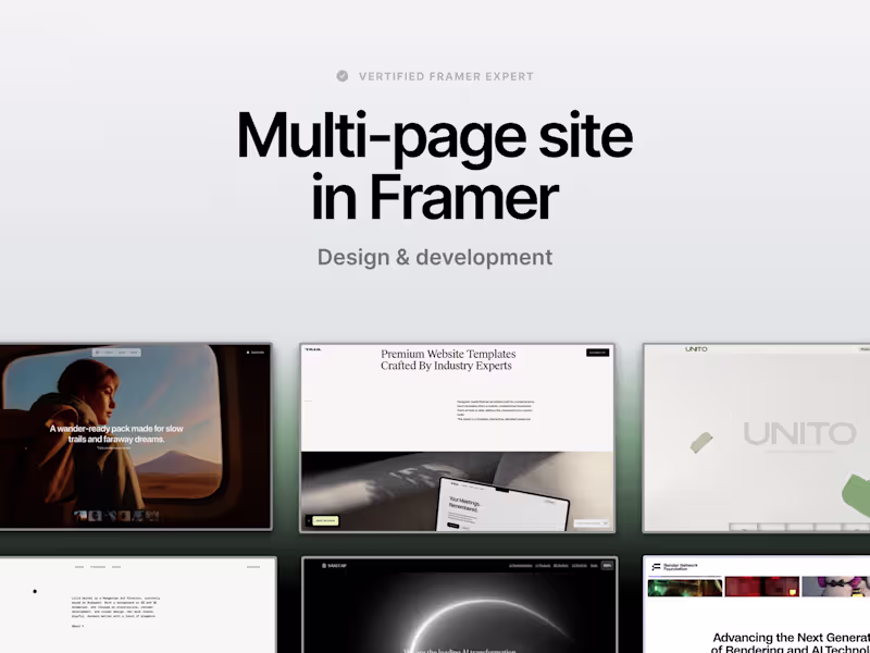 Cover image for Multi pager site in Framer - Design and development