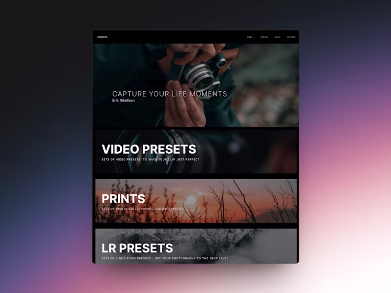 Cover image for STUDIO01 Photographer Portfolio Framer Template