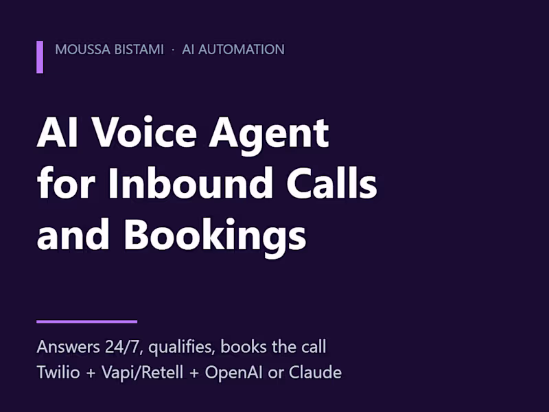 Cover image for AI Voice Agent for Inbound Calls and Bookings