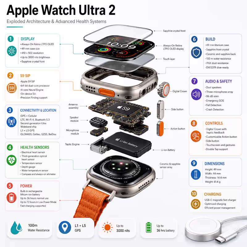 Cover image for Apple Watch Ultra 2 Exploded Architecture