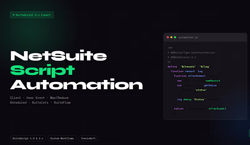Cover image for NetSuite SuiteScript Automation