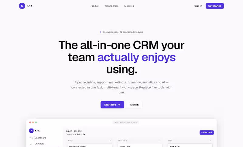 Cover image for Knit - all-in-one CRM with