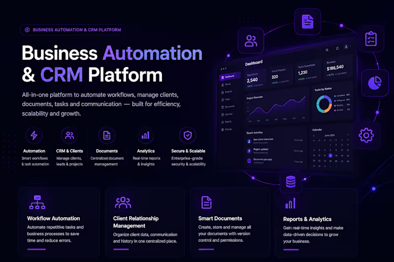 Cover image for Business Automation & CRM Platform
Developed