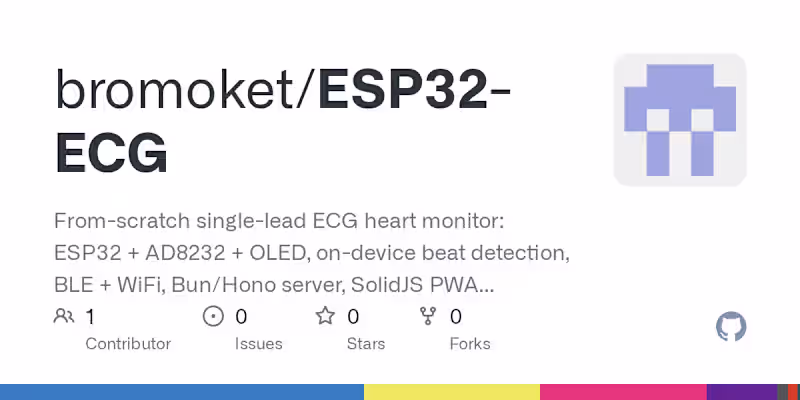 Cover image for ESP32 ECG Monitor — Firmware, BLE & Full-Stack Dashboard