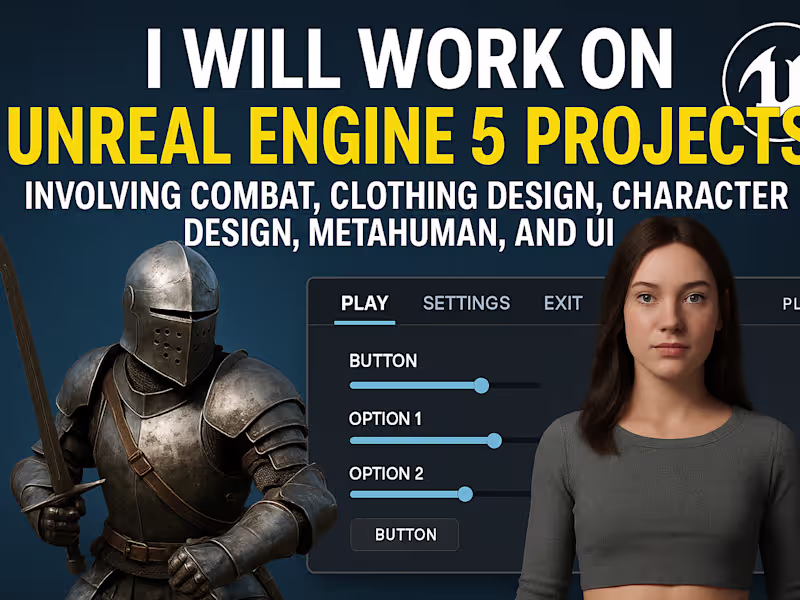 Cover image for I will work on Unreal Engine 5 projects involving combat, cl...