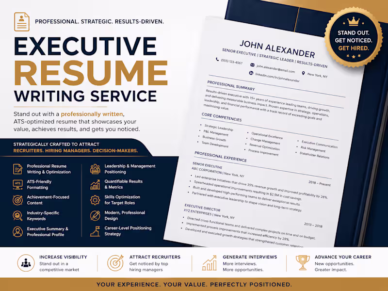 Cover image for Executive Resume Writing & ATS Optimization