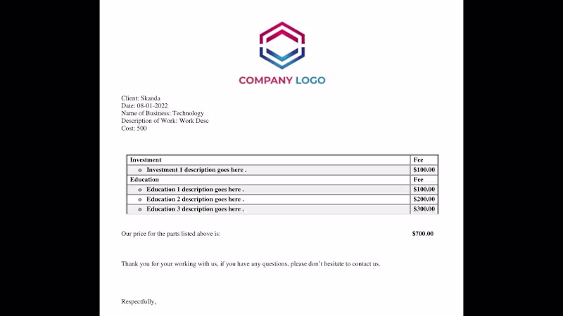 Cover image for  Excel VBA Automated Invoice Generator