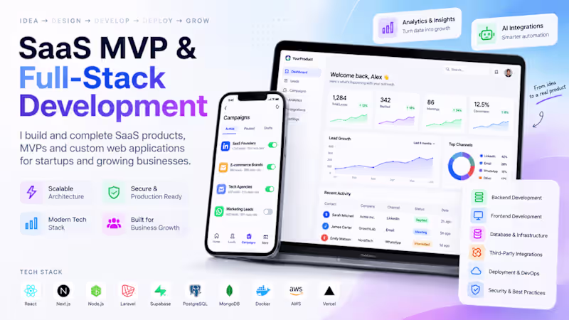 Cover image for Full-Stack SaaS & Web Application Development