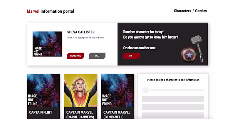 Cover image for React App - Marvel Information Portal