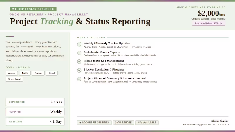 Cover image for Project Tracking & Status Reporting