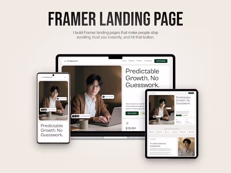 Cover image for Framer Landing Page Design + Development