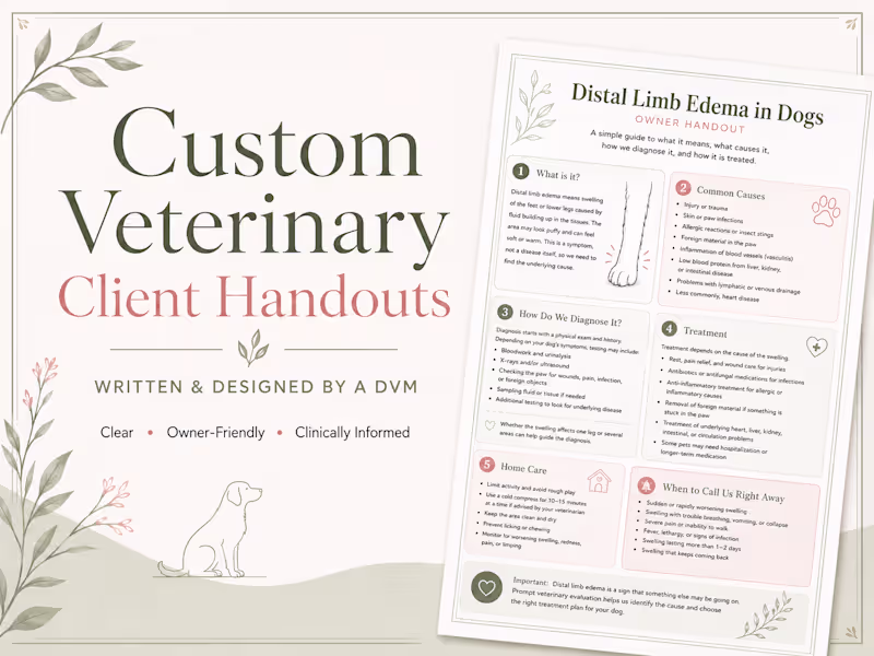 Cover image for Custom Veterinary Client Education Handouts (DVM-Authored)