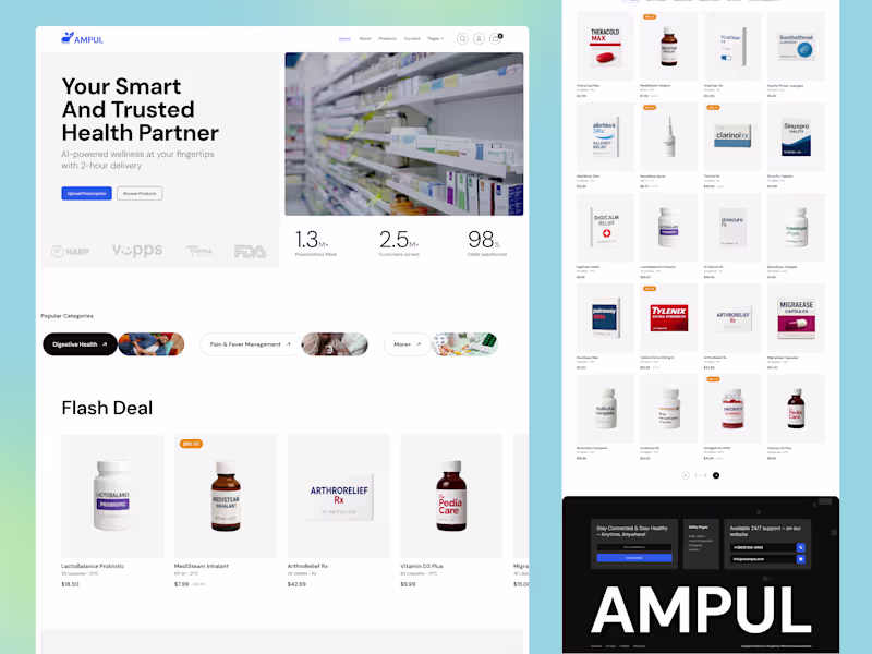 Cover image for Ampul - Online Pharmacy & Medicine Store Website