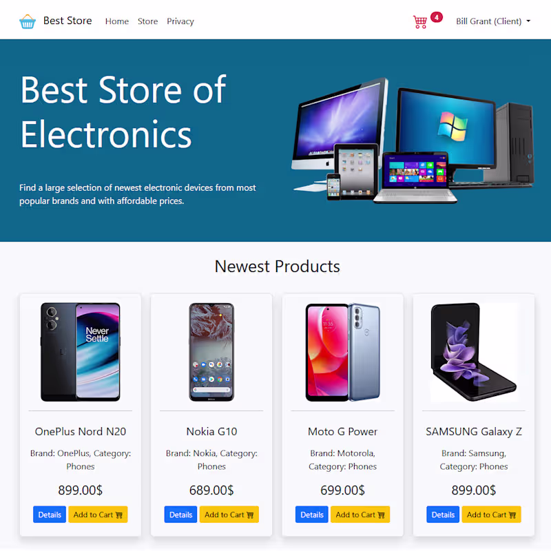 Cover image for E-commerce website using ASP.NET (https://ASP.NET)