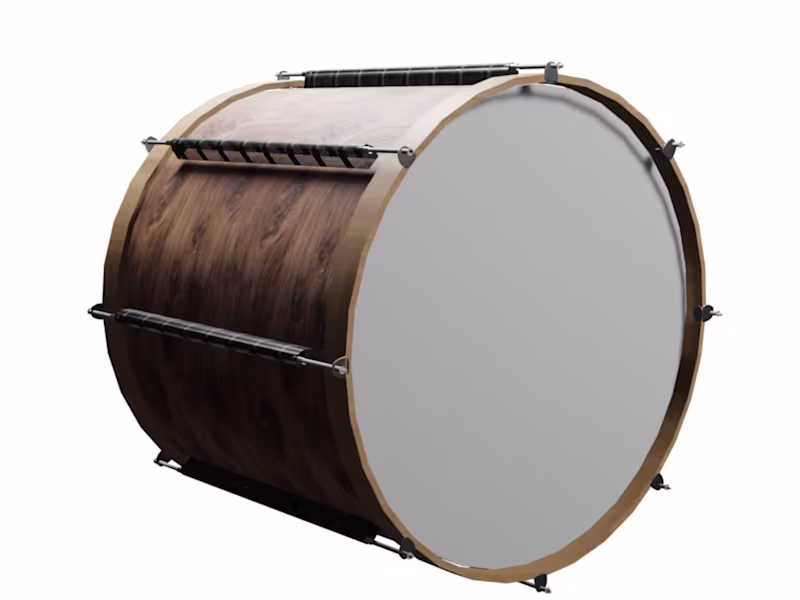 Cover image for Detailed Wooden Bass Drum 3D Model - Product Design