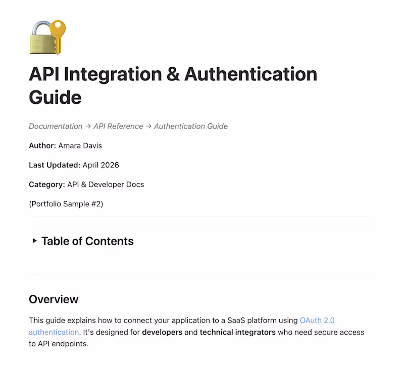 Cover image for Example Documentation for API Integration