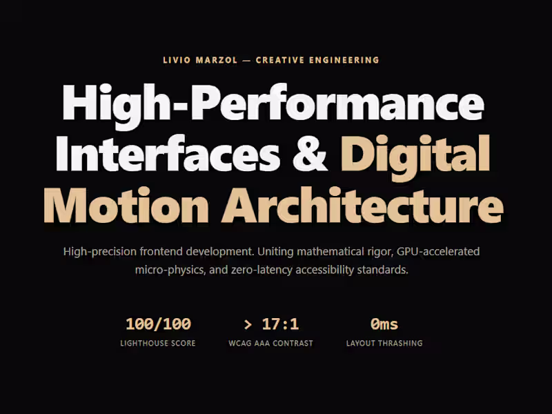 Cover image for Livio Marzol — Creative Engineering & High-End Digital Interfac…