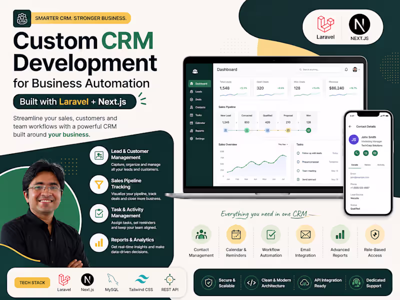Cover image for Custom CRM Development for Business Automation Laravel + Next.js