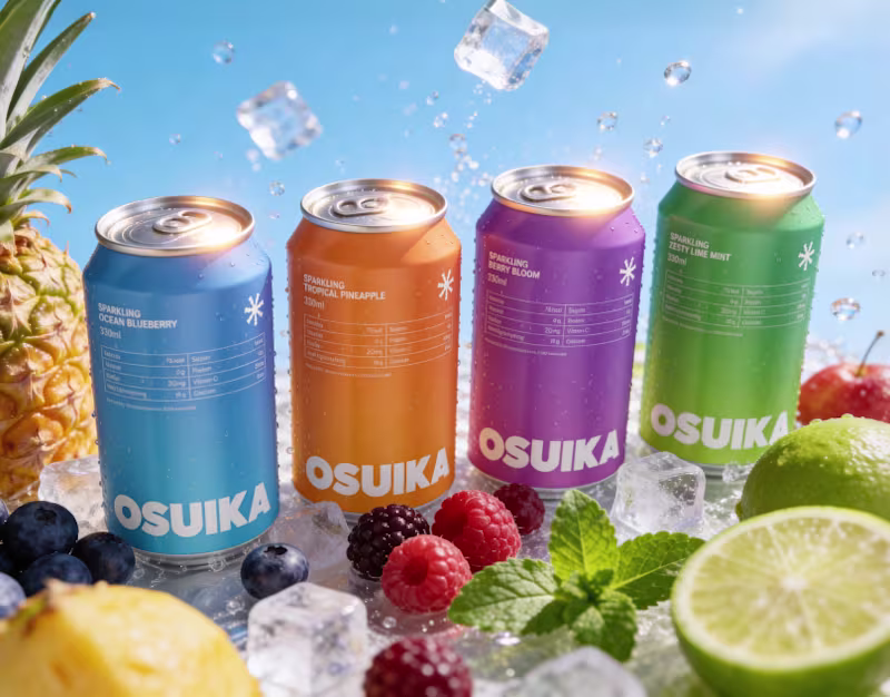 Cover image for OSUIKA - Sparkling Fruit Drink Branding & Packaging