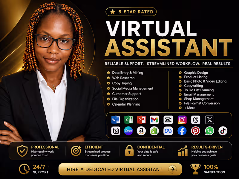 Cover image for I Will Be Your Reliable Virtual Assistant for Admin, Research 