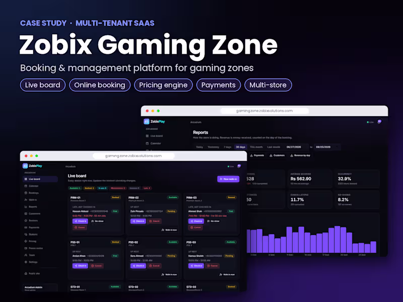 Cover image for Zobix: Multi-Store Gaming Zone Booking & Management SaaS