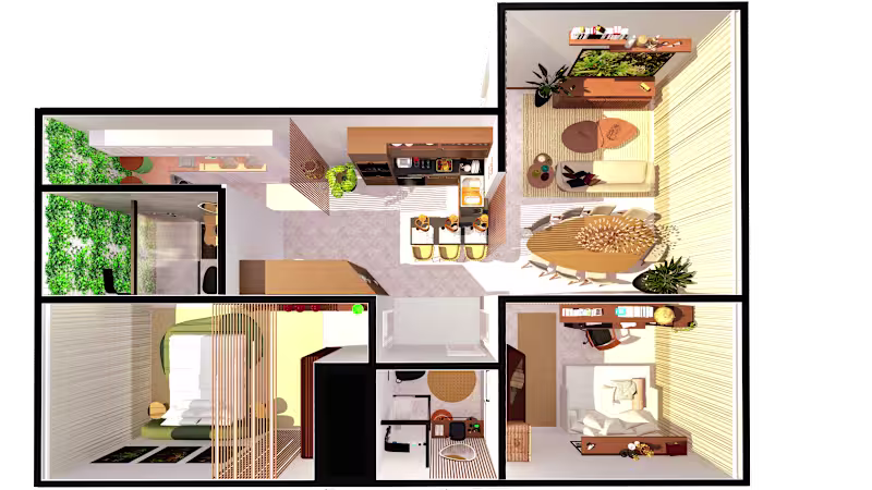 Cover image for Modern Apartment 3D Floor Plan Project Goal: To create a pho...