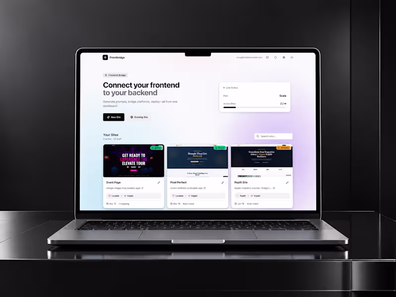 Cover image for Frontbridge — Custom AI Frontends Connected to Kajabi
