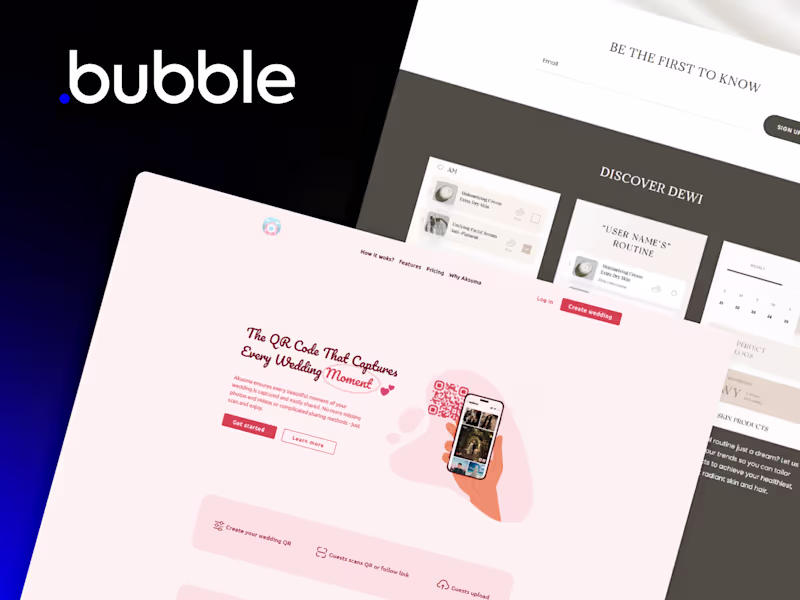 Cover image for Bubble | MVP Specialist | No-Code / Low-Code Developer