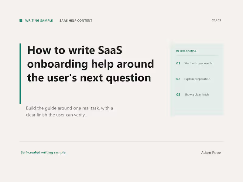 Cover image for SaaS Onboarding Help — B2B Writing Sample