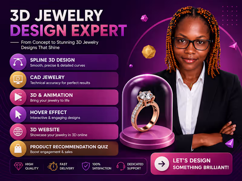 Cover image for 3D Jewelry CAD Design, 3D rendering