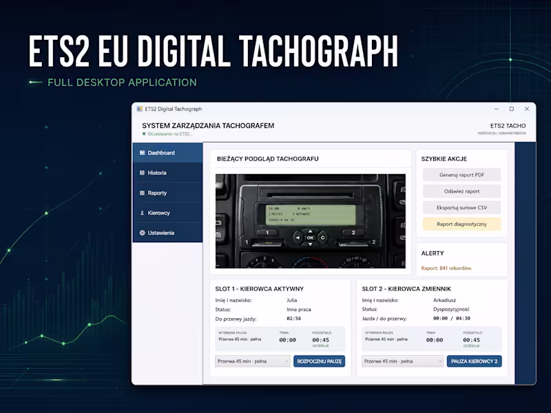 Cover image for ETS2 EU Digital Tachograph: Telemetry-Driven Desktop App
