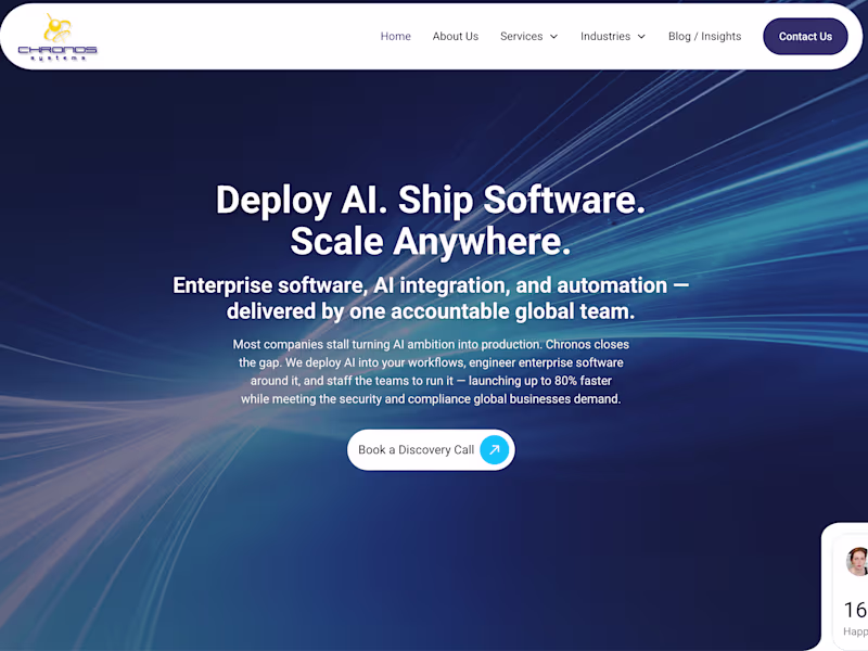 Cover image for AI Deployment, Enterprise Software & Global Tech Delivery | Chr…