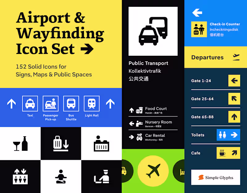Cover image for Airport & Wayfinding Icon Set