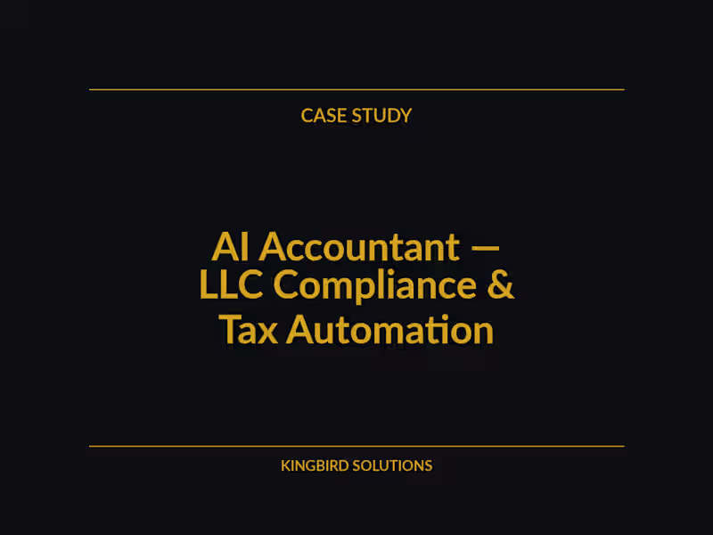 Cover image for AI Accountant — LLC Compliance & Quarterly Tax Automation