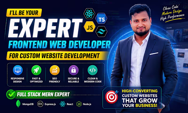 Cover image for Expert Front end web developer for custom website developmet