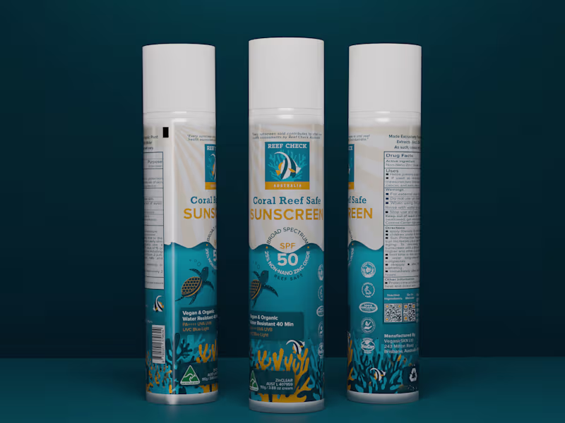 Cover image for Coral Reef Safe Sunscreen Label Design