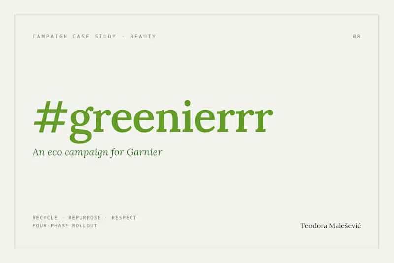 Cover image for Garnier "Greenier" - eco campaign concept 