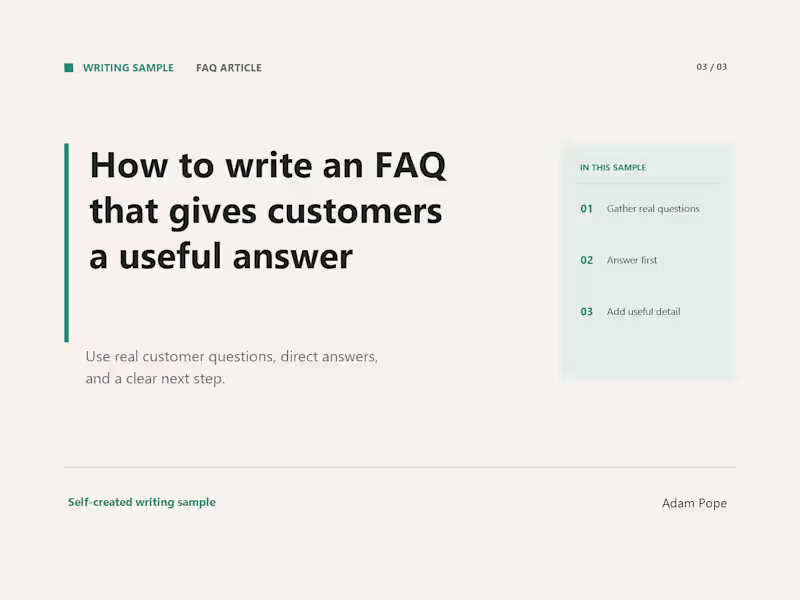 Cover image for Useful FAQ Pages — Explanatory Writing Sample