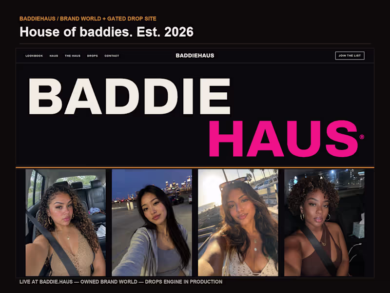 Cover image for BADDIEHAUS | Brand World and Gated Drop Site