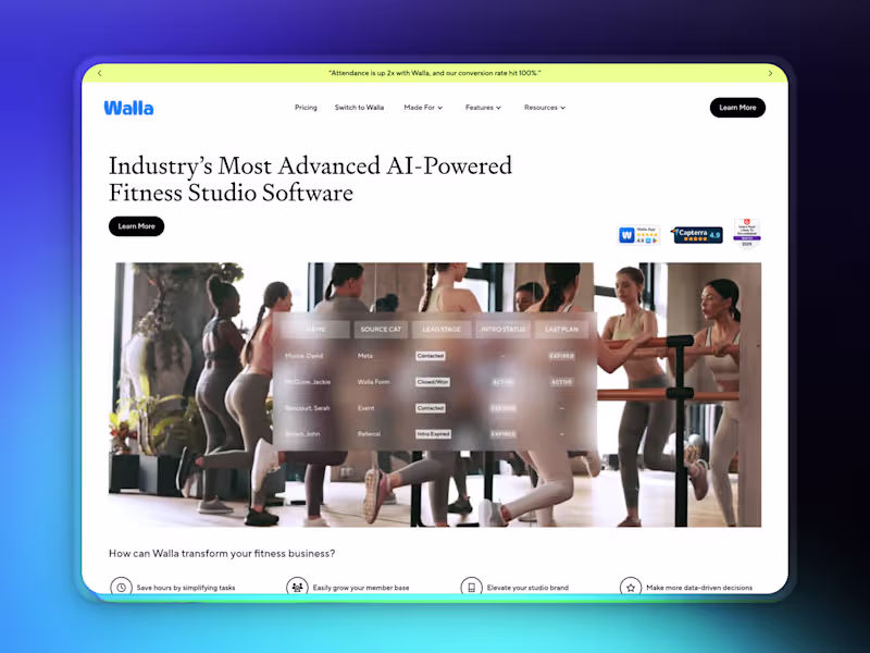 Cover image for Walla - Fitness Studio Saas
