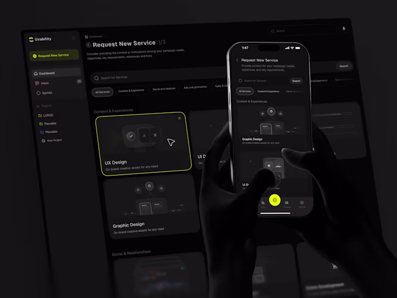 Cover image for Uxability: SaaS Dashboard & Mobile App for Design Subscriptions