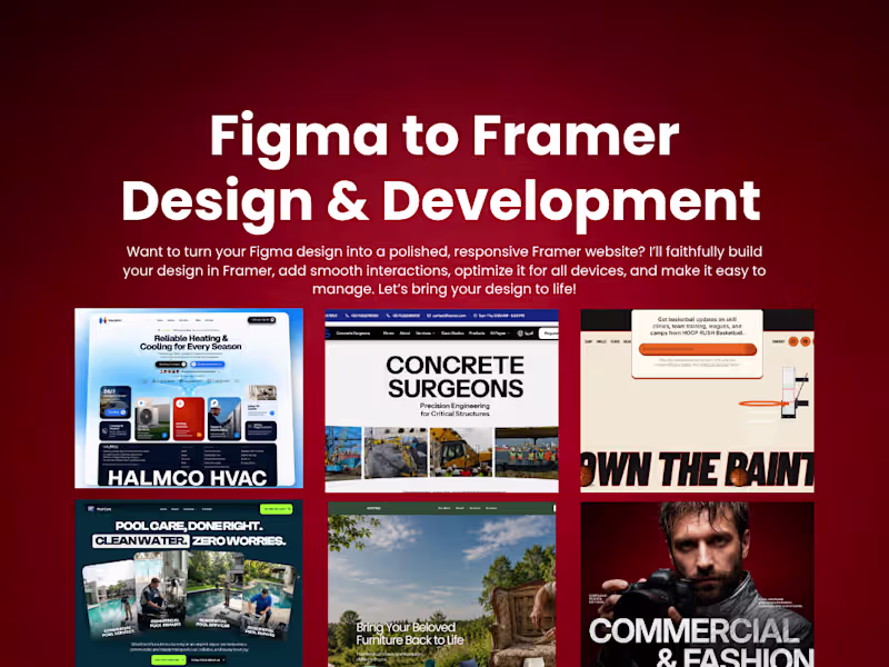 Cover image for Figma to Framer Design and Development