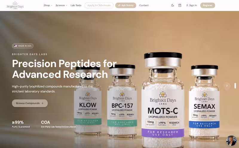 Cover image for A new Peptides provider's website,
