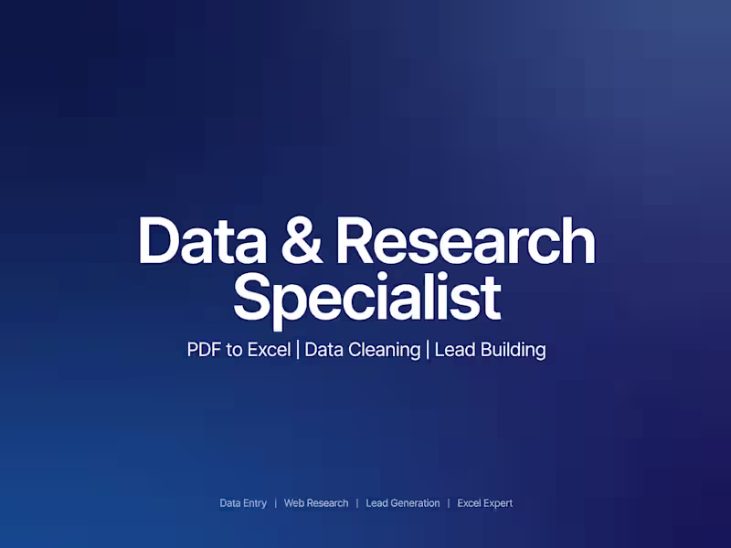 Cover image for I will do accurate data entry and excel cleanup