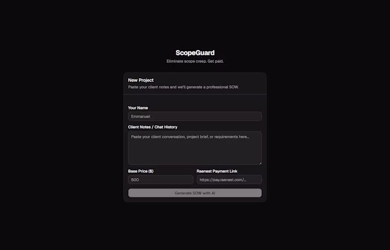 Cover image for ScopeGuard — Kill scope creep, get paid