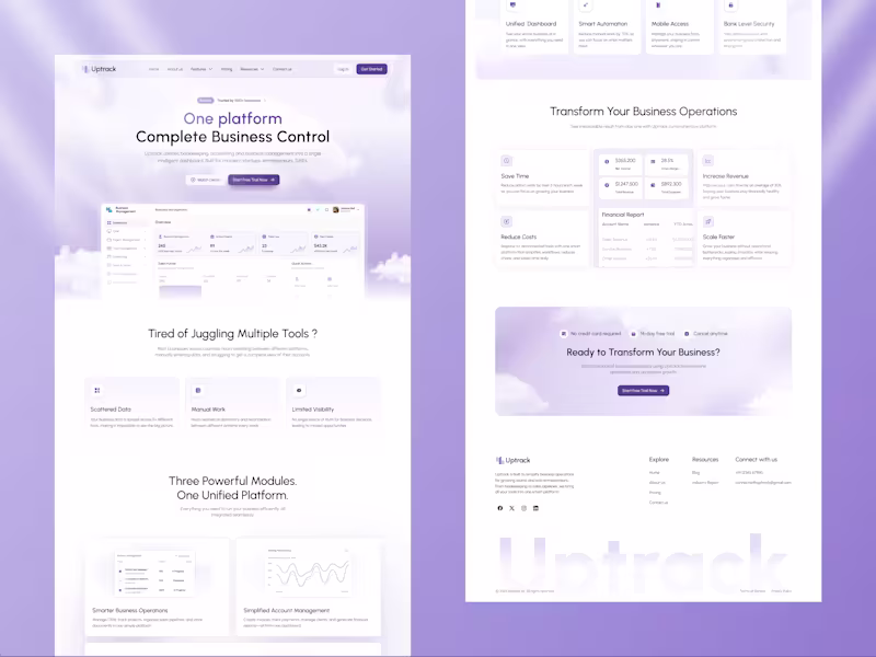 Cover image for Uptrack SaaS Platform – Designed & Developed in Framer