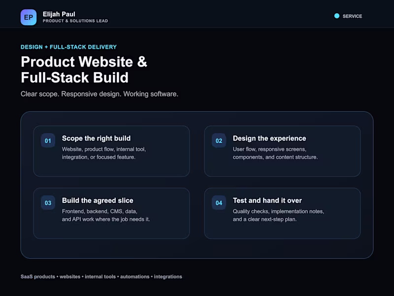 Cover image for Product Website & Full-Stack Build