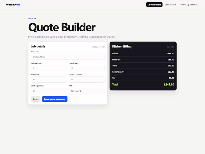 Cover image for Smart Service Quote Builder